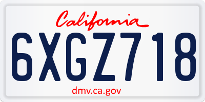 CA license plate 6XGZ718