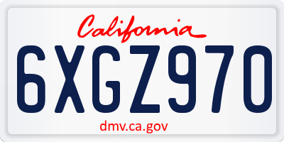 CA license plate 6XGZ970