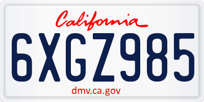 CA license plate 6XGZ985