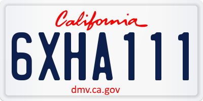 CA license plate 6XHA111