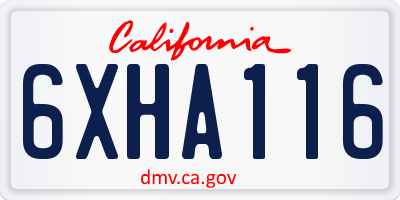 CA license plate 6XHA116