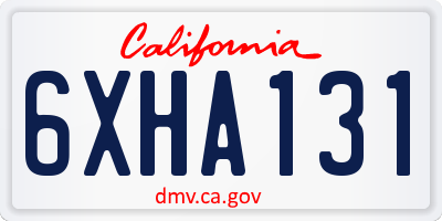 CA license plate 6XHA131