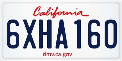 CA license plate 6XHA160