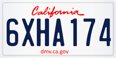 CA license plate 6XHA174