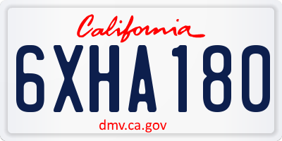 CA license plate 6XHA180