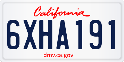 CA license plate 6XHA191