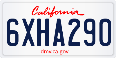 CA license plate 6XHA290