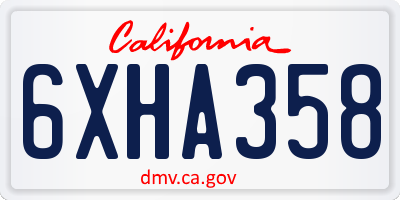 CA license plate 6XHA358