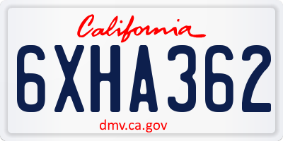 CA license plate 6XHA362