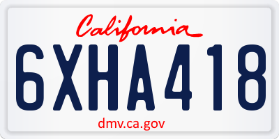CA license plate 6XHA418