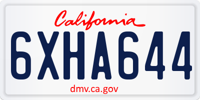 CA license plate 6XHA644