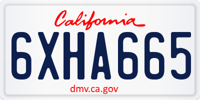 CA license plate 6XHA665