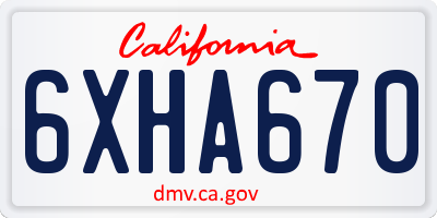CA license plate 6XHA670