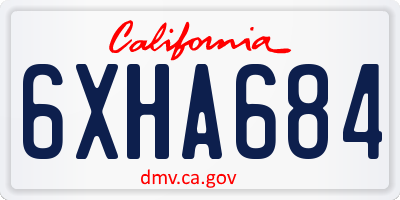 CA license plate 6XHA684