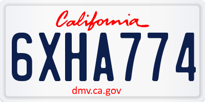CA license plate 6XHA774