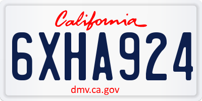 CA license plate 6XHA924