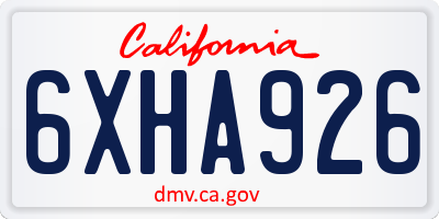 CA license plate 6XHA926