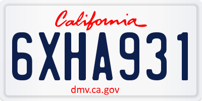 CA license plate 6XHA931