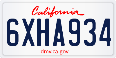 CA license plate 6XHA934