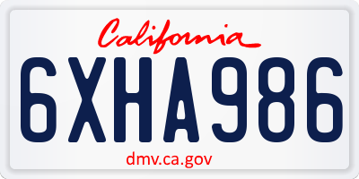 CA license plate 6XHA986