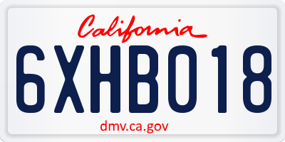 CA license plate 6XHB018