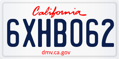 CA license plate 6XHB062