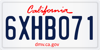 CA license plate 6XHB071