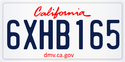 CA license plate 6XHB165