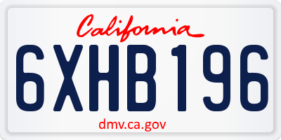 CA license plate 6XHB196