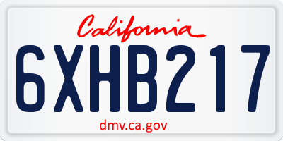 CA license plate 6XHB217