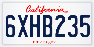 CA license plate 6XHB235