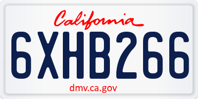 CA license plate 6XHB266