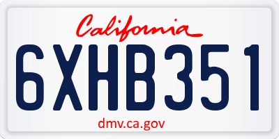 CA license plate 6XHB351