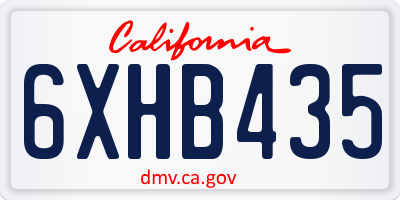 CA license plate 6XHB435
