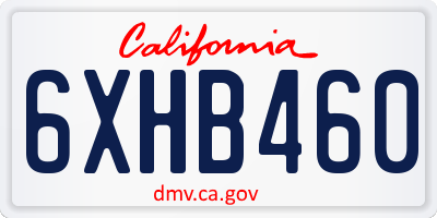 CA license plate 6XHB460