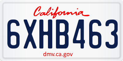 CA license plate 6XHB463