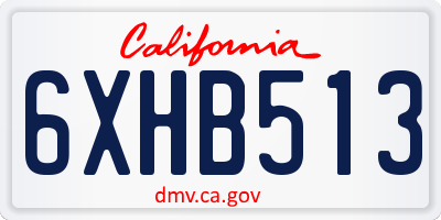 CA license plate 6XHB513