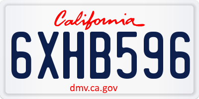 CA license plate 6XHB596