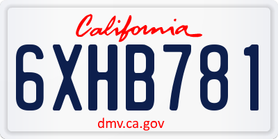 CA license plate 6XHB781