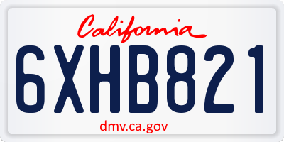 CA license plate 6XHB821