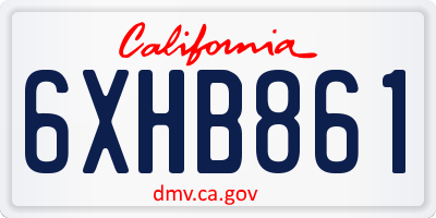 CA license plate 6XHB861
