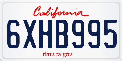 CA license plate 6XHB995