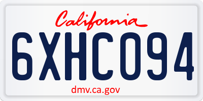 CA license plate 6XHC094