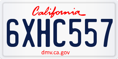 CA license plate 6XHC557