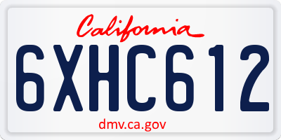 CA license plate 6XHC612