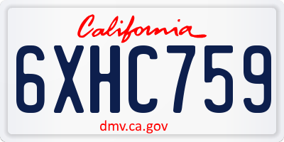 CA license plate 6XHC759