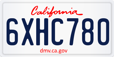 CA license plate 6XHC780