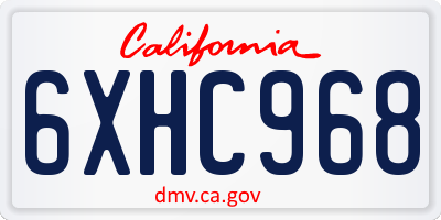 CA license plate 6XHC968