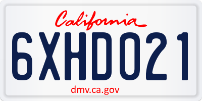 CA license plate 6XHD021