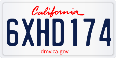 CA license plate 6XHD174